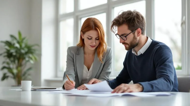 Gruppe von Berufstaetigen im Gespraech in einem hellen Seminarraum in Flensburg